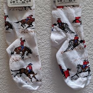 2pair Rodeo socks: barrel racing & bring riding.